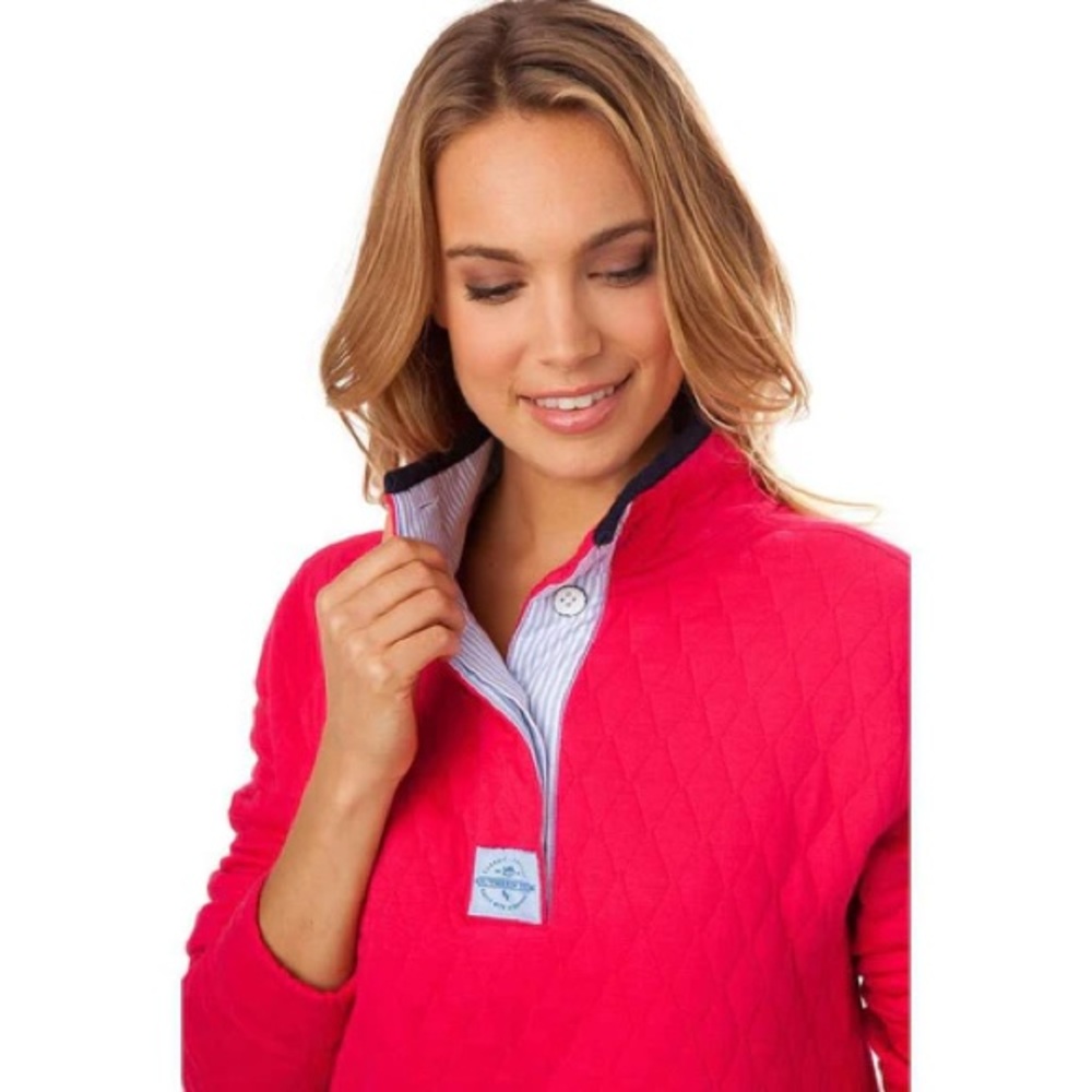 Southern Tide Quilted Skiptide Pullover w/ Seersucker Detail